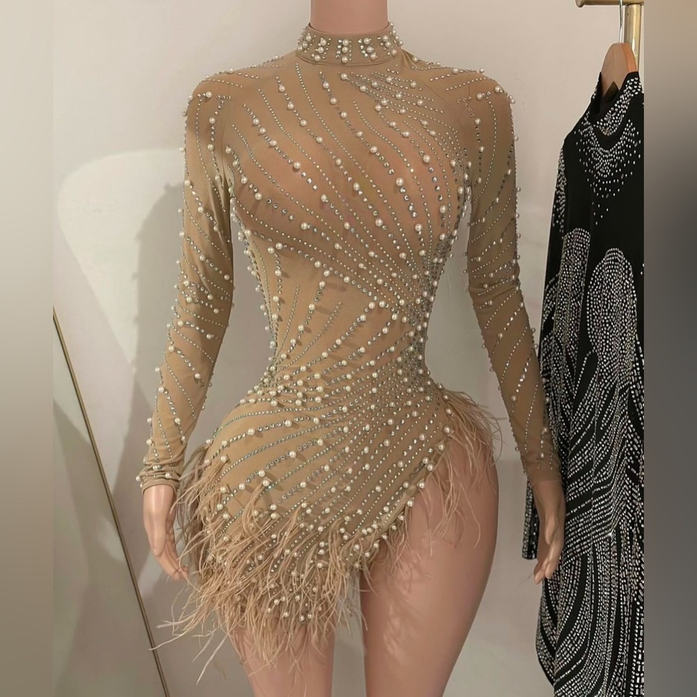 Nude Dress Rhinestones